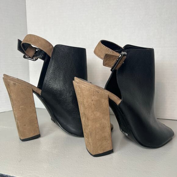 Schutz Quesadilha Yucca Slingback Heels Size 8.5 Black Leather Block Heel - Picture 5 of 16